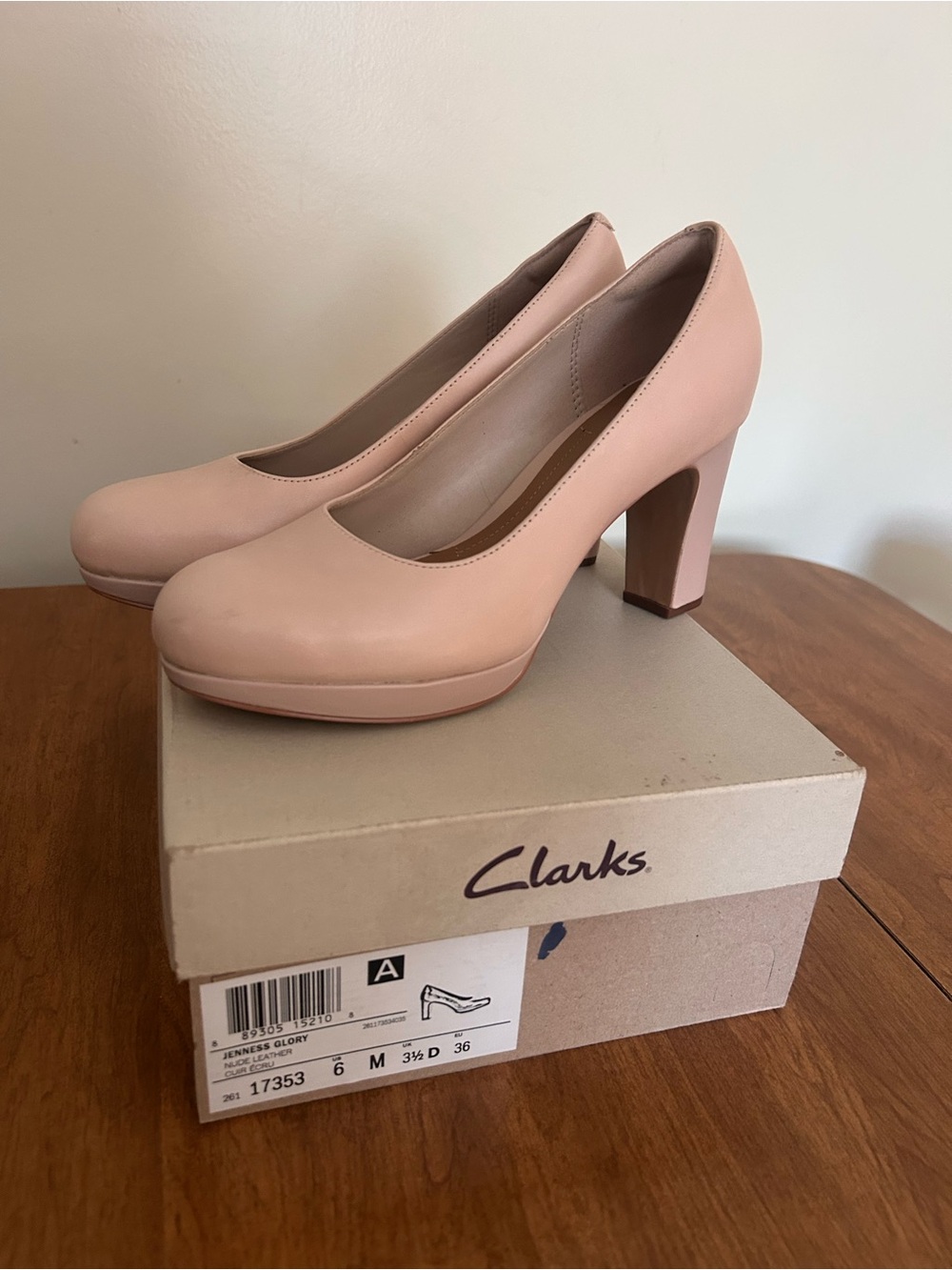 Clarks Blush Pink Round-Toe Block Heel Pumps